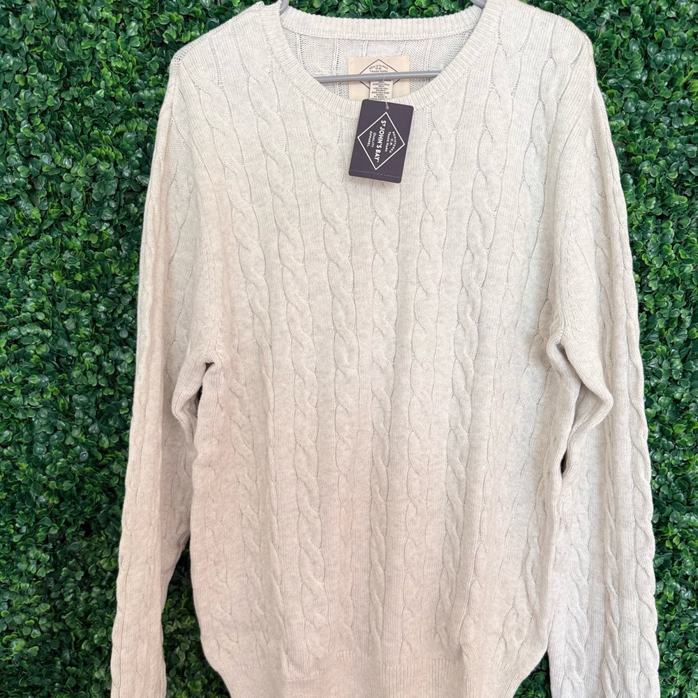 Men's Heather Grey Cable Knit Sweater